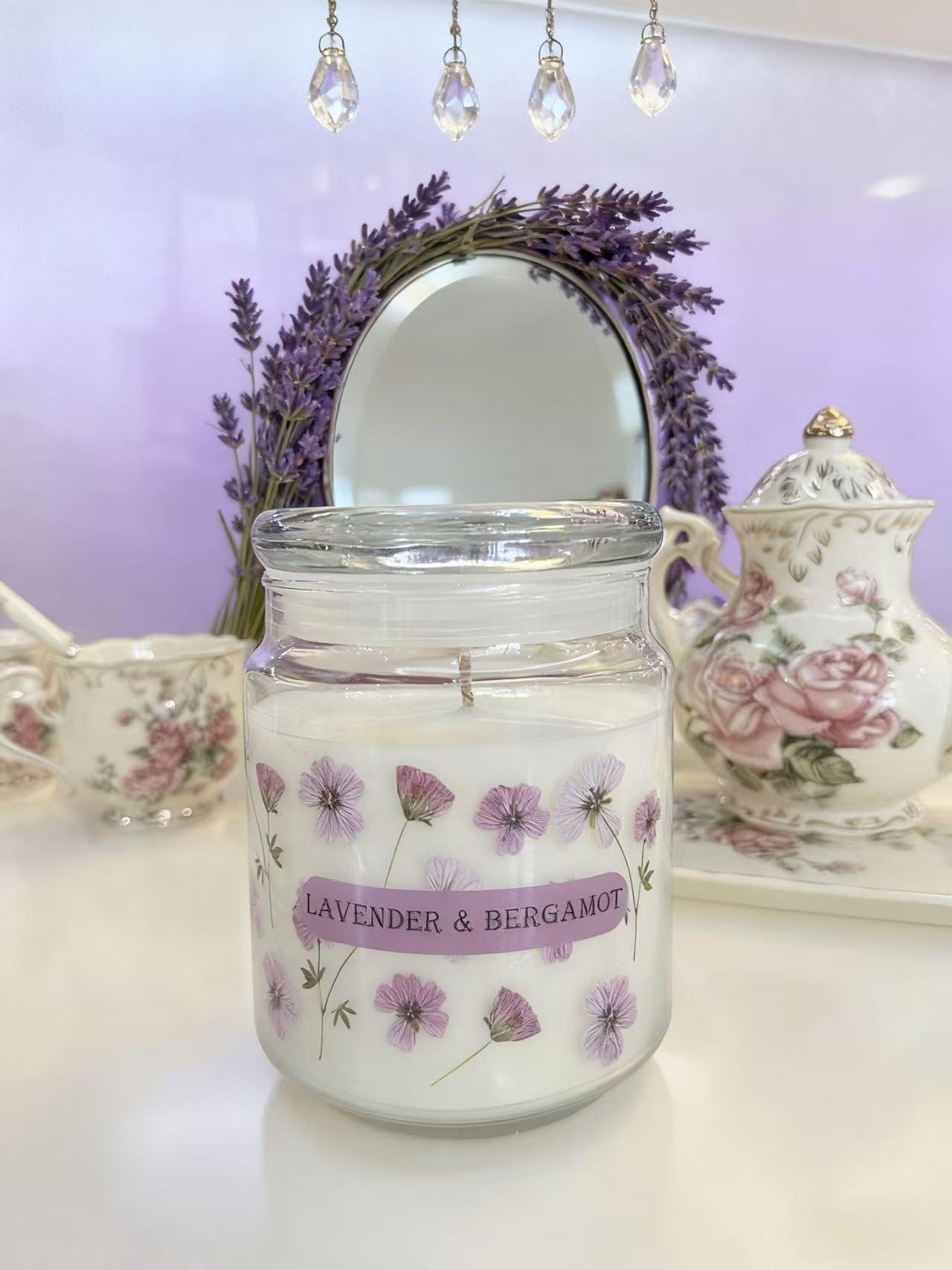 20oz Large Glass Jar Candle - Lavender & Bergamot